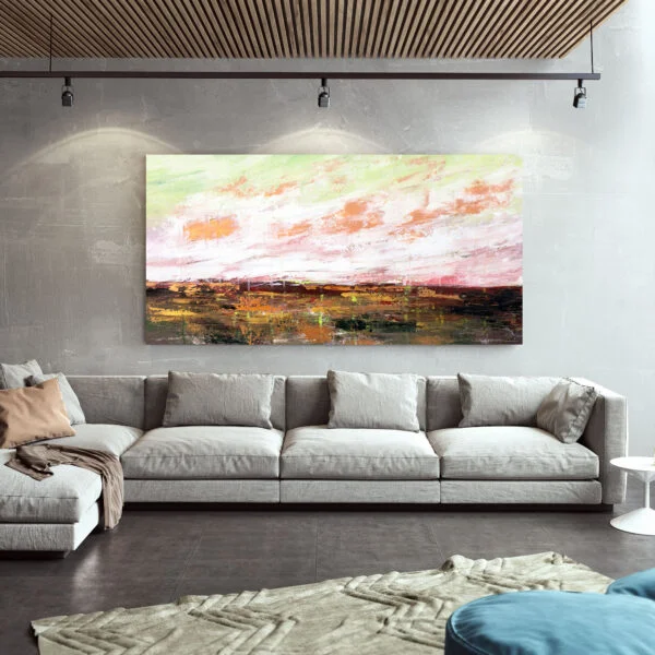 Unique Living Room Pink Color Textured Wall Art